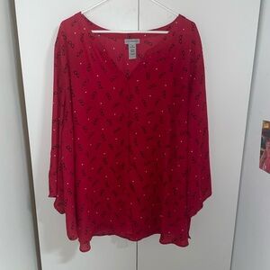 Bundle (2) 3X Catherines Red and Blue Button Down Blouse